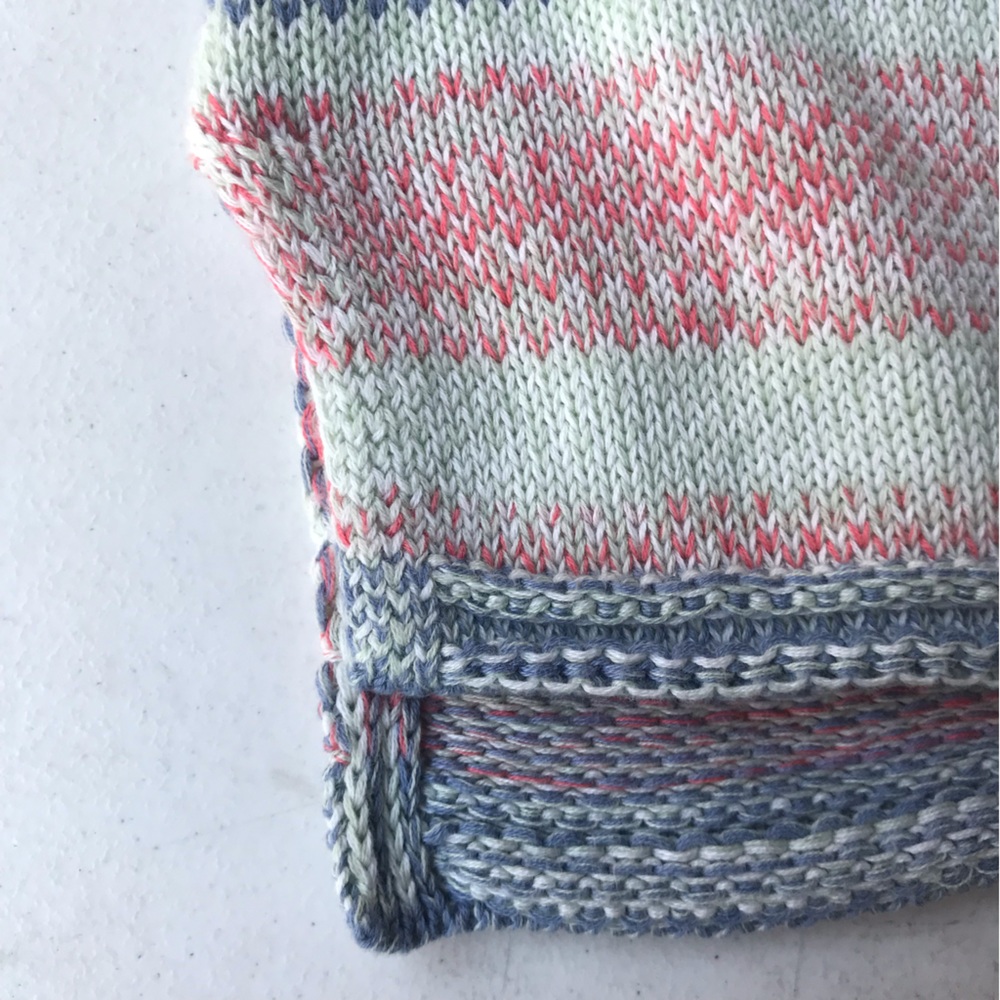 FAHERTY | Striped Multi Color Cotton Knit Pullover Sweater Size L - Picture 8 of 14